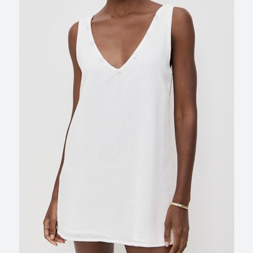 RIP CURL |‎ Off White Cream Gauze Cotton V-Neck Tank Swing Mini Dress | Size XL